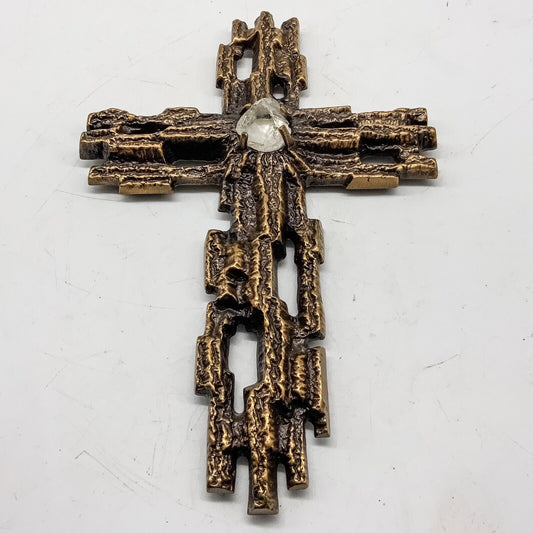 Bronze Brutalist German Crucifix 25 X 17 Cm  MCM