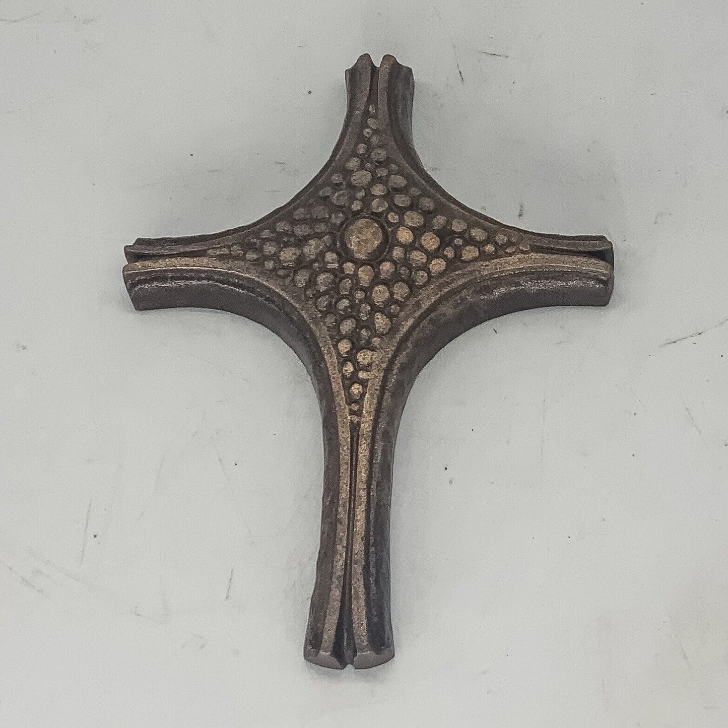 Bronze Brutalist German Crucifix 13 X 9.5 cm MCM 70s