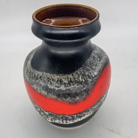 Bay Keramik Red Black  Fat Lava Pottery Vase 82 17cm MCM German 70s
