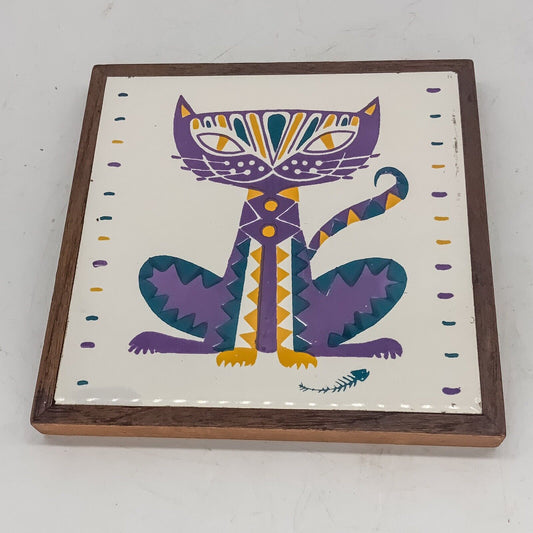 Stig Lindberg Design Ceramic Table  Tile Cat Design 70s Czecoslavkia