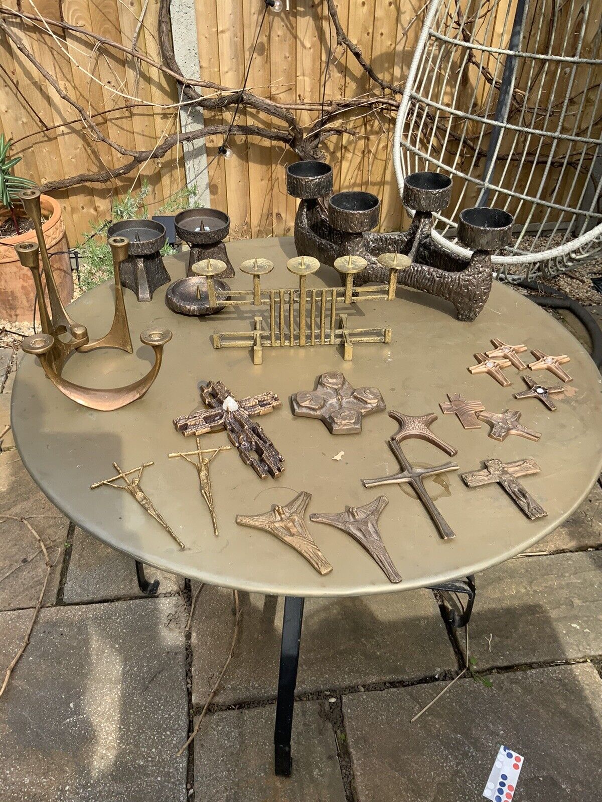 Bronze Brutalist German Crucifix 13 X 9.5 cm MCM 70s