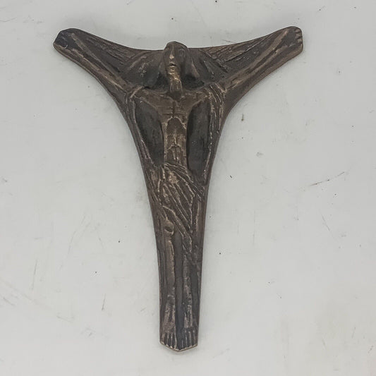 Bronze Brutalist German Crucifix 15 X 11Cm  MCM
