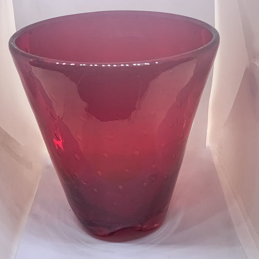 Whitefriars Ruby Red Lobed Vase 9117 Controlled Bubble Wilson 19cm