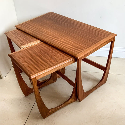 G Plan Fresco Long Nested Coffee Side Tables Teak Afrormosia 70s MCM 80cm