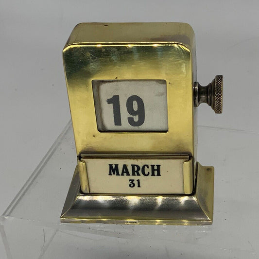 Art Deco Perpetual Desk Calendar Brass 30s  18.5cm
