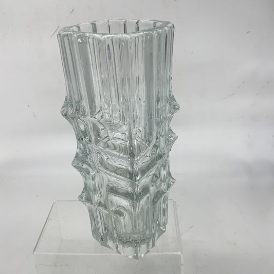 Czech 617  Melting Ice Glass Vase by Vladislav Urban  Rosice Sklo Union 70s MCM