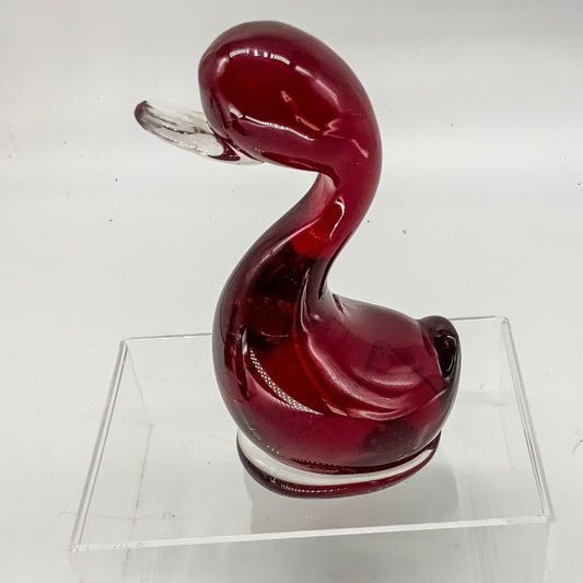 Ruby Early Whitefriars Glass Dilly Duck 14 Cm 60s