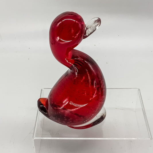 Ruby Red Whitefriars Glass Dilly Duck 14 Cm 60s