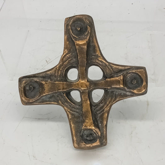 Bronze Brutalist German Crucifix 13 X 13cm MCM