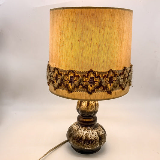 Fat Lava West German Pottery Table Lamp Mid Century 70s  Original Shade 35 Cm