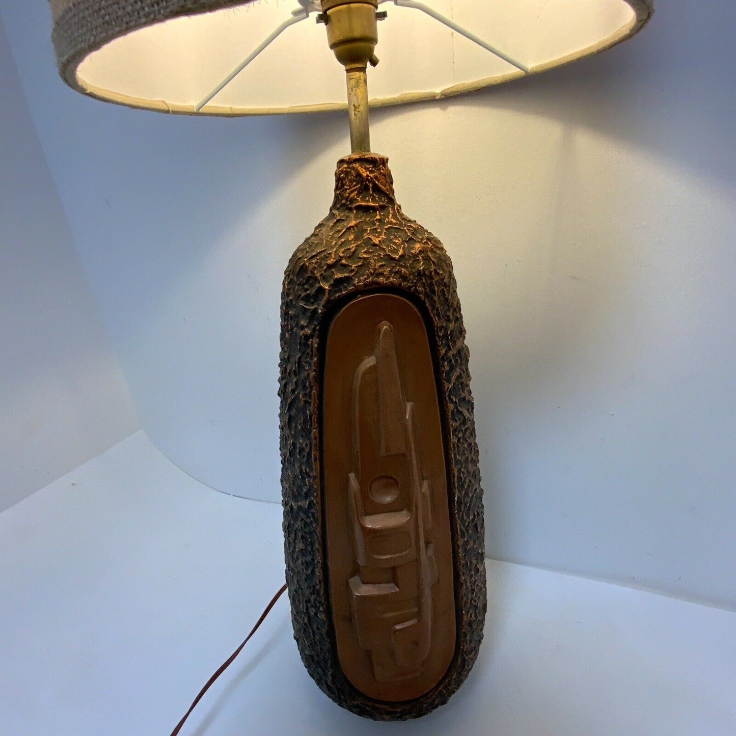 70s Brutalist Bronze effect Plaster Lamp mid Century 90cm