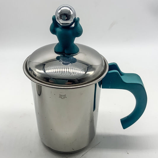 1980s Mepra INOX Chrome and Silicone Figure Milk Frother Italy