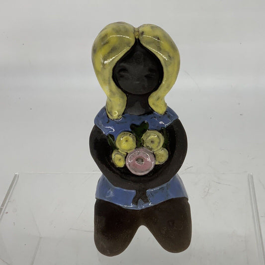 Swedish Flower Girl Pottery Figure By Ke Iwar For Tall berg Keramik 70s