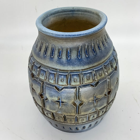 Wisques Abbey French Studio Pottery Vase 50s 60s. MCM 20 cm