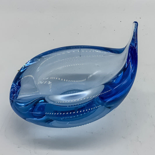 Holmegaard Blue Glass Bowl designed by Per Lütken 16 cm long Mid Century Glass