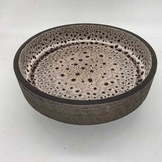 Lehmann Danish Pottery Bowl Fat Lava Denmark Mid Century Ceramic 27 cm