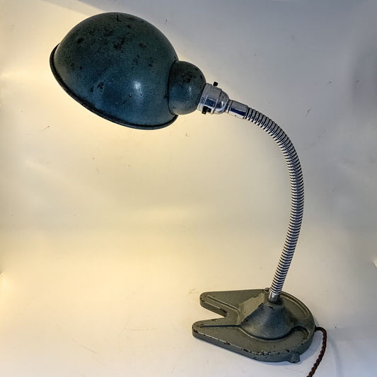 Vintage Gooseneck Desk Lamp 30s English Design Original Patina Hawkins Dury Lane