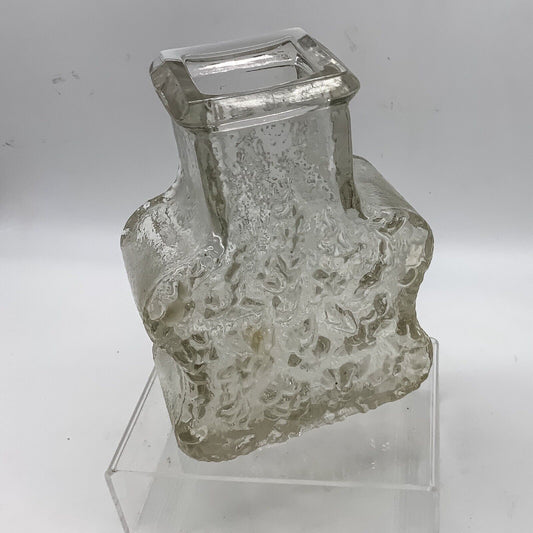Ice Vase by Lars Hellsten for Skruff Glass Sweden 70s MCM  17cm