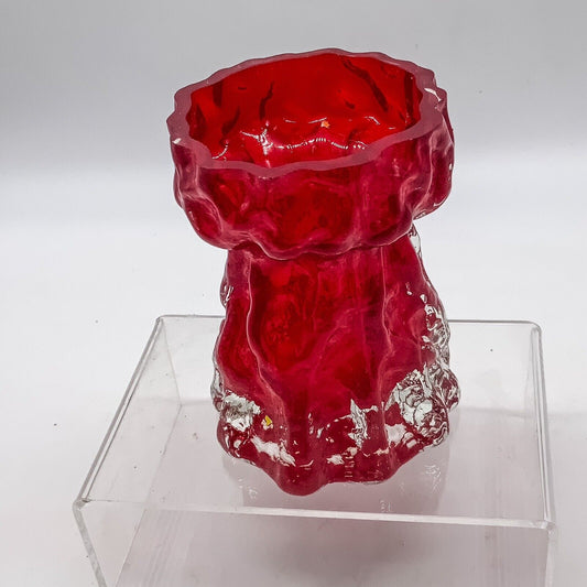 Ingrid Glass Ice Vase 70s Mid Century 11 cm