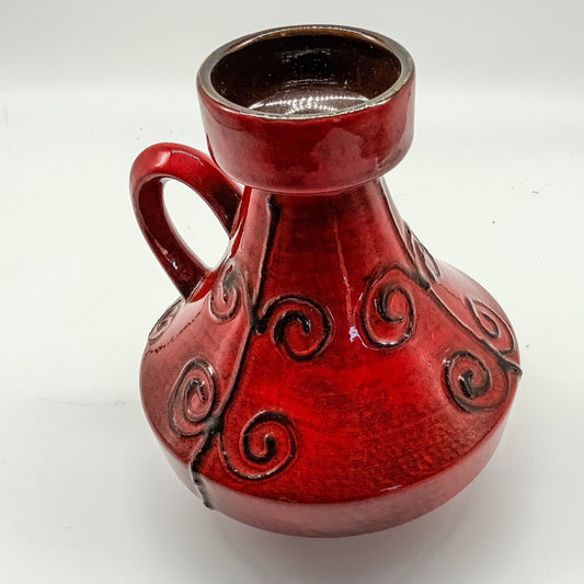 Vintage West German Ilkra Keramik Red Art Pottery Vase 2026 18 cm tall