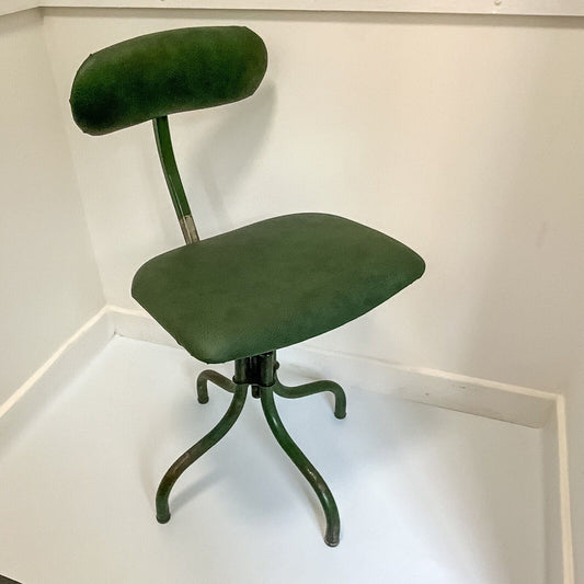 Vintage Tan-Sad Industiral Machinist Engineers Swivel Office Chair - Seat 1950s