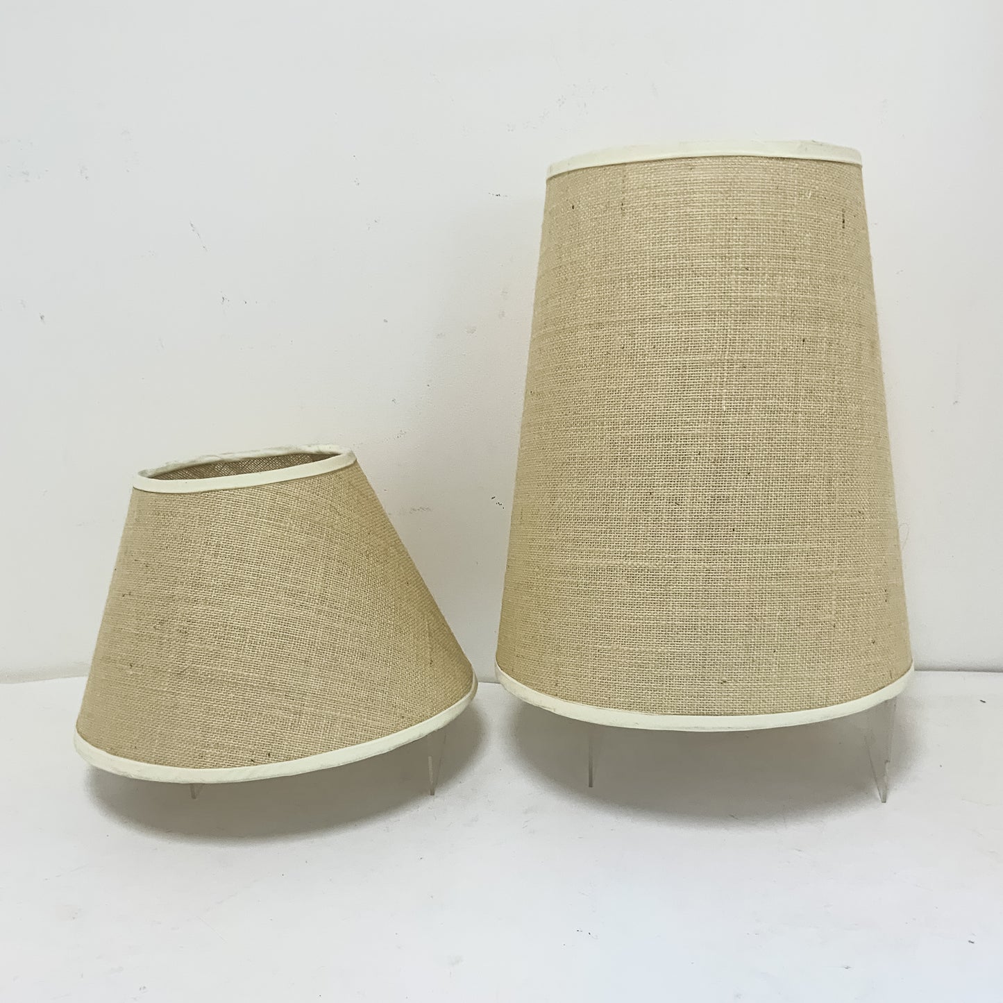 Handmade Hessian Lampshades. Two sizes, five colours available. Ideal for vintage 70s pottery lamps.