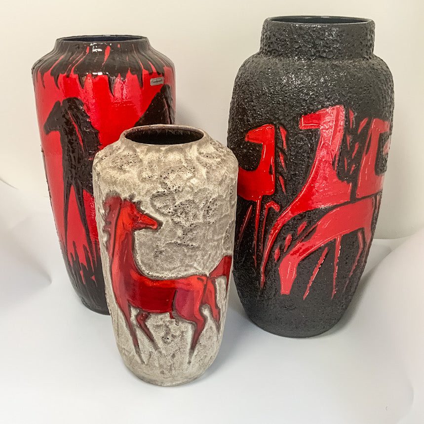 Schurich Horse Fat Lava Vases