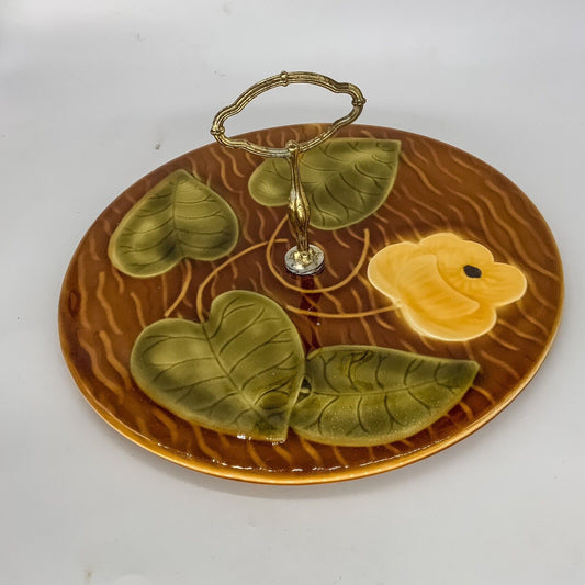 Sarreguemines Ceramics Cheese or Cake Serving Platter 60s French 31cm