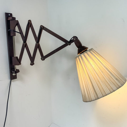 Teak Scissor Wall Lamp Danish Original Shade mid Century  40x90cm