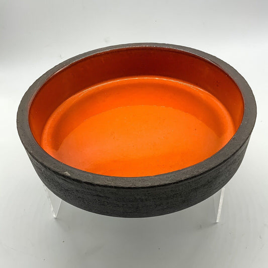 Lehmann Keramik Danish Orange  Pottery Bowl 22cm 70s