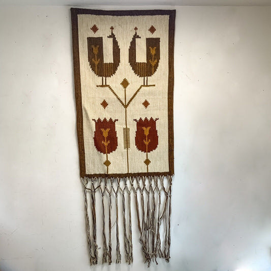 Eva Nemeth Mid Century Danish Flat Weave Kilm Tapestry Wall Hanging 50x130cm