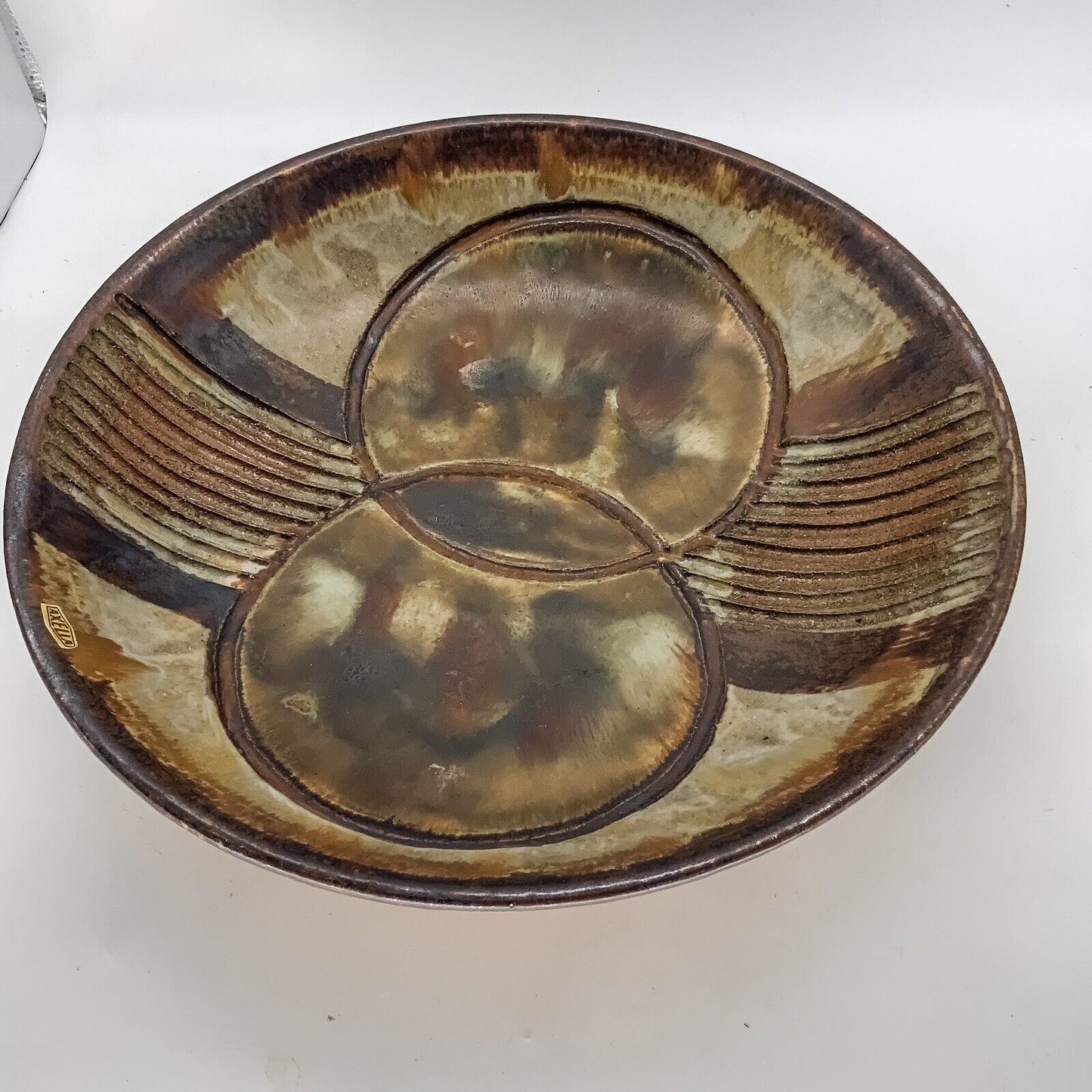 Axella Brutalist Stoneware Pottery Charger By Aksel Larsen, Denmark 1970s MCM