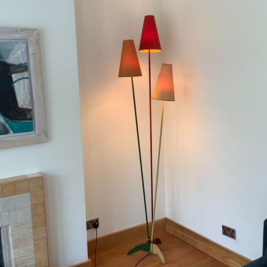 1950s French Tricolour Floor Lamp Mid Century Classic 225cm