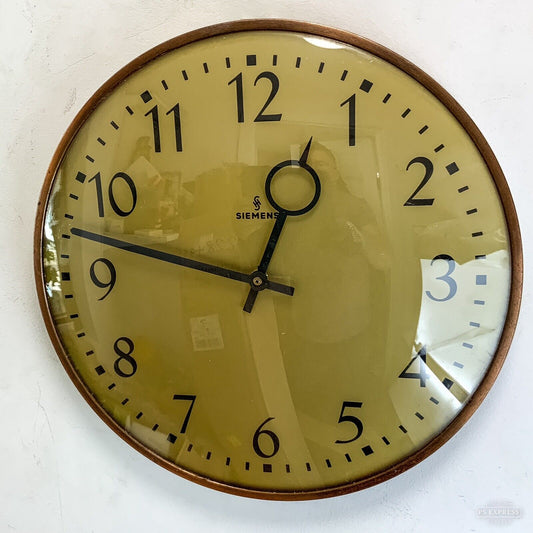 German Factory Office Industrial Clock by Peter Behrens for Siemens 60s 33cm