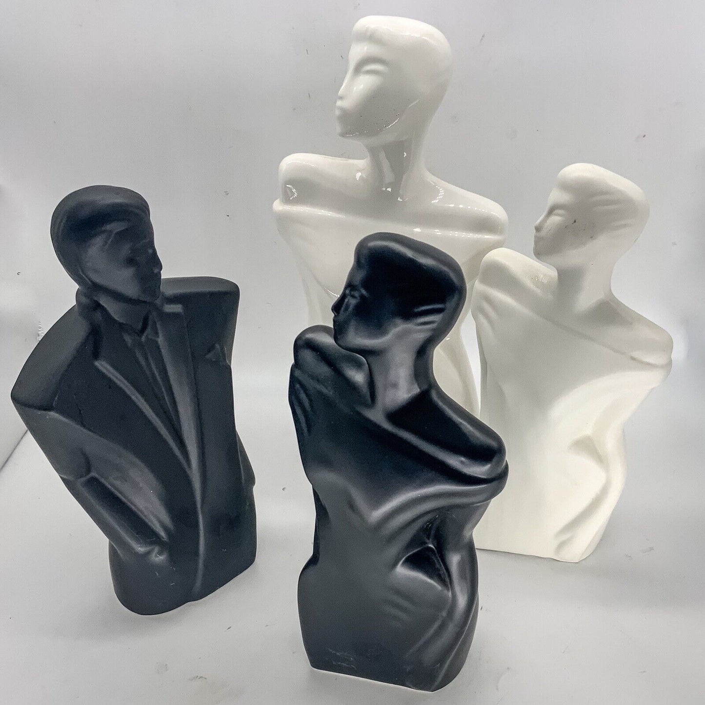 80s Art Deco Revival Pair Of Ceramic Figures 27cm