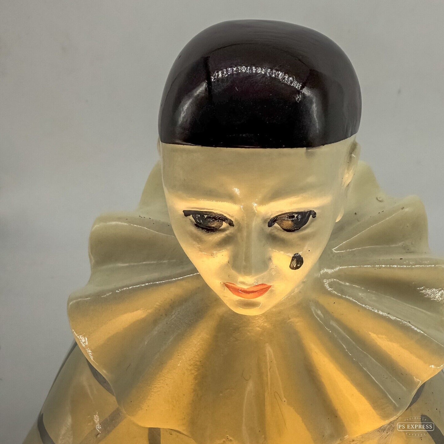 Chalkware Pierrot Lamp By Regal 1950's Clown 28cm