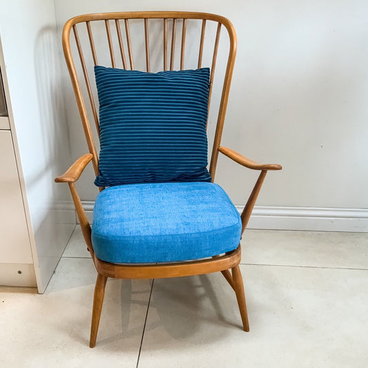 Ercol Windsor Tall Back Easy Chair Model 478 Blue Label Fully Restored