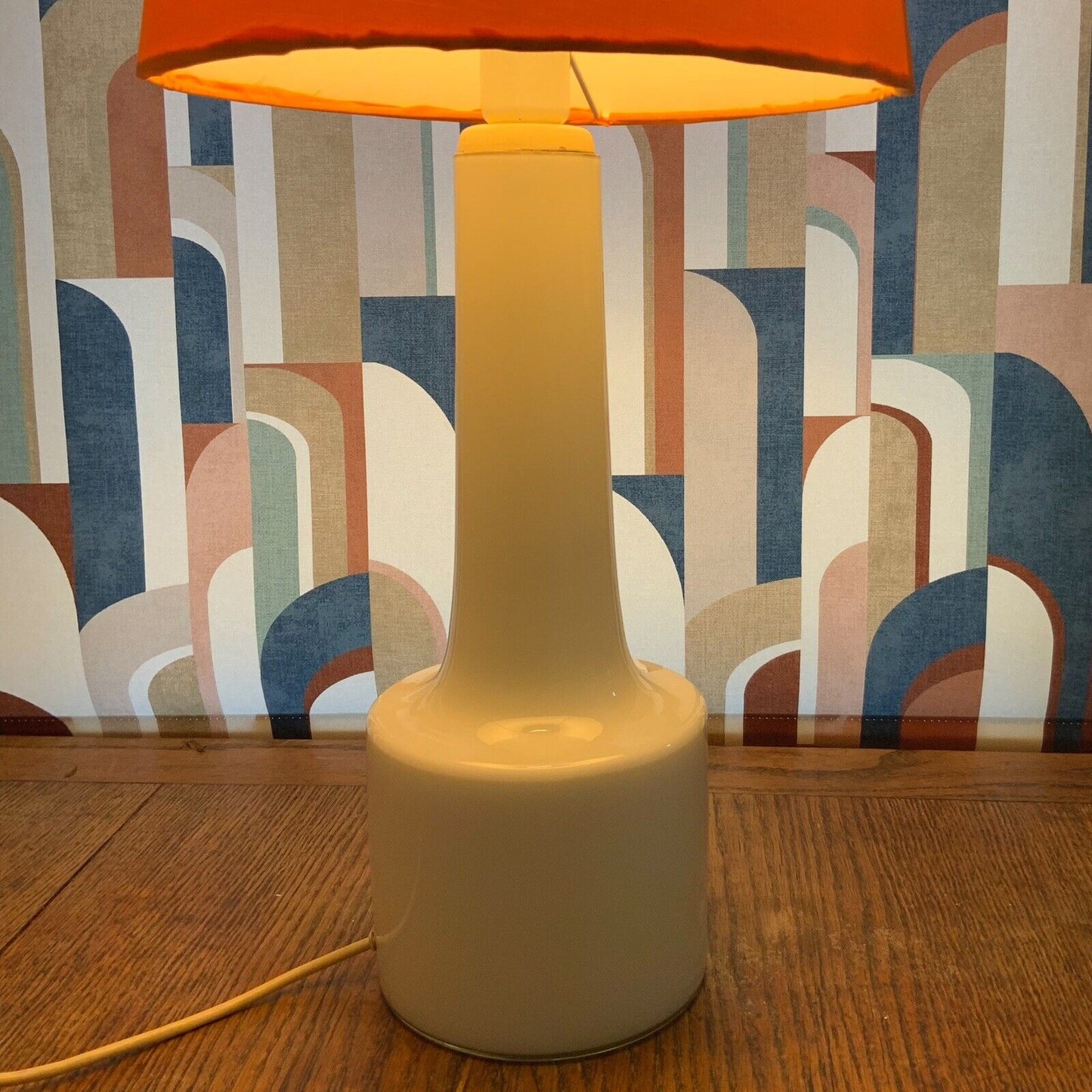 Large Danish Table Lamp In Opaline Glass By Jacob E Bang For Holmegaard 76 cm