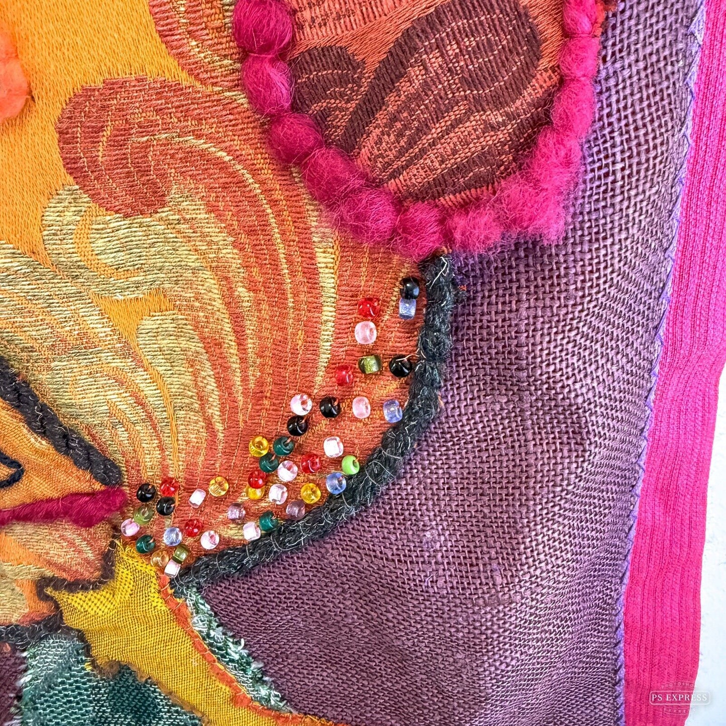 70s Rooster Cockerel Tapestry Embroidered Wall Hanging  60x107cm