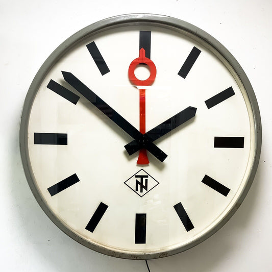 Giant Swis Design Station Clock By TN Tele Norma Design Hans Hilfiker  50s