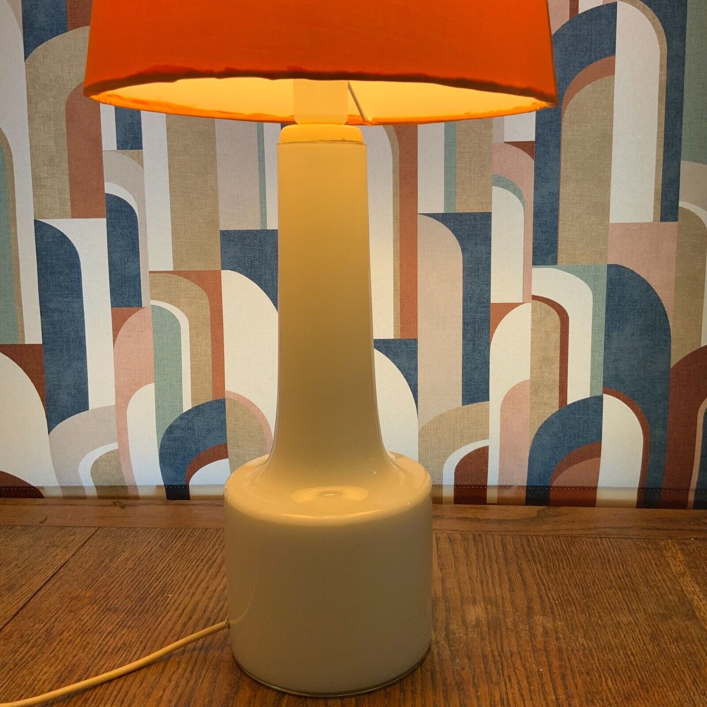 Large Danish Table Lamp In Opaline Glass By Jacob E Bang For Holmegaard 76 cm