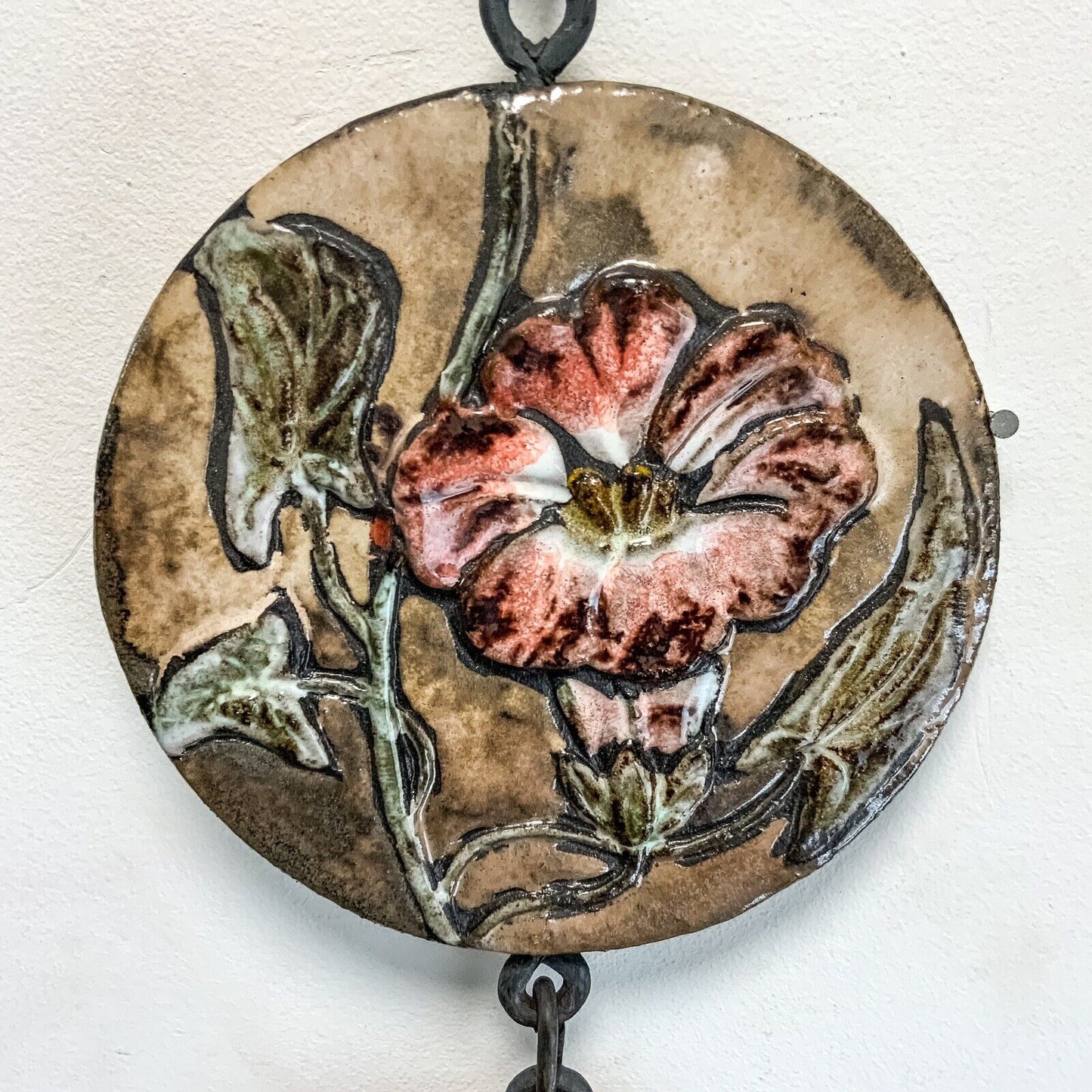 Ruscha German Pottery Hanging Wall Plaque  Flowers 70s  64 cm