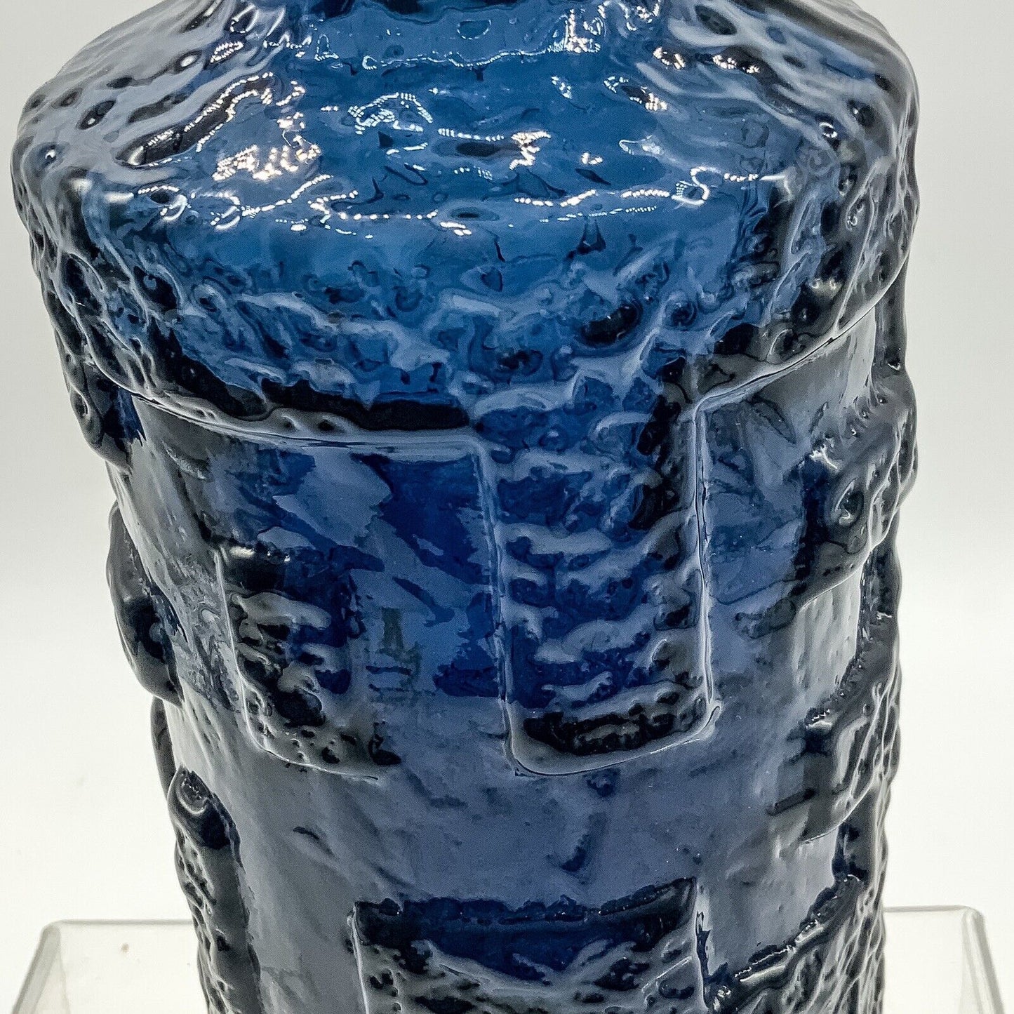 Göte Augustsson for Ruda Sweden Blue Blown Art Glass Vase. 60s 24cm