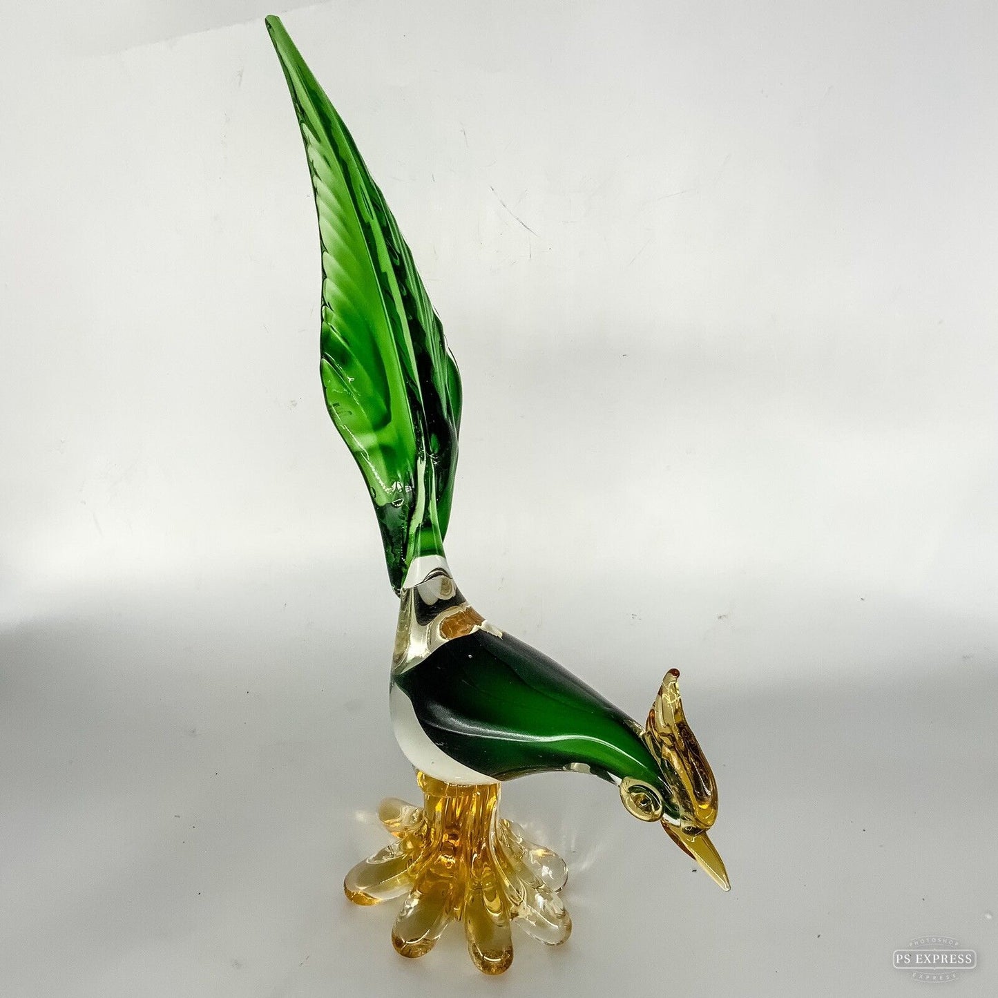 Murano Sommerso Art Glass Pheasant Rooster Mid Century  36 cm