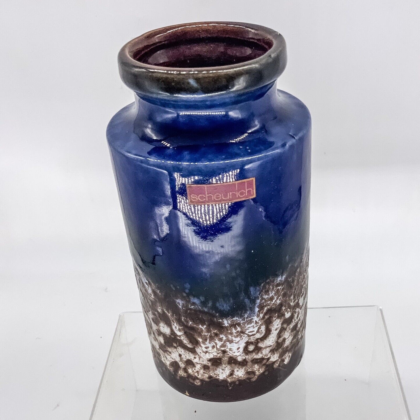 Scheurich Blue  70s Fat Lava German Pottery Vase 203 18 cm