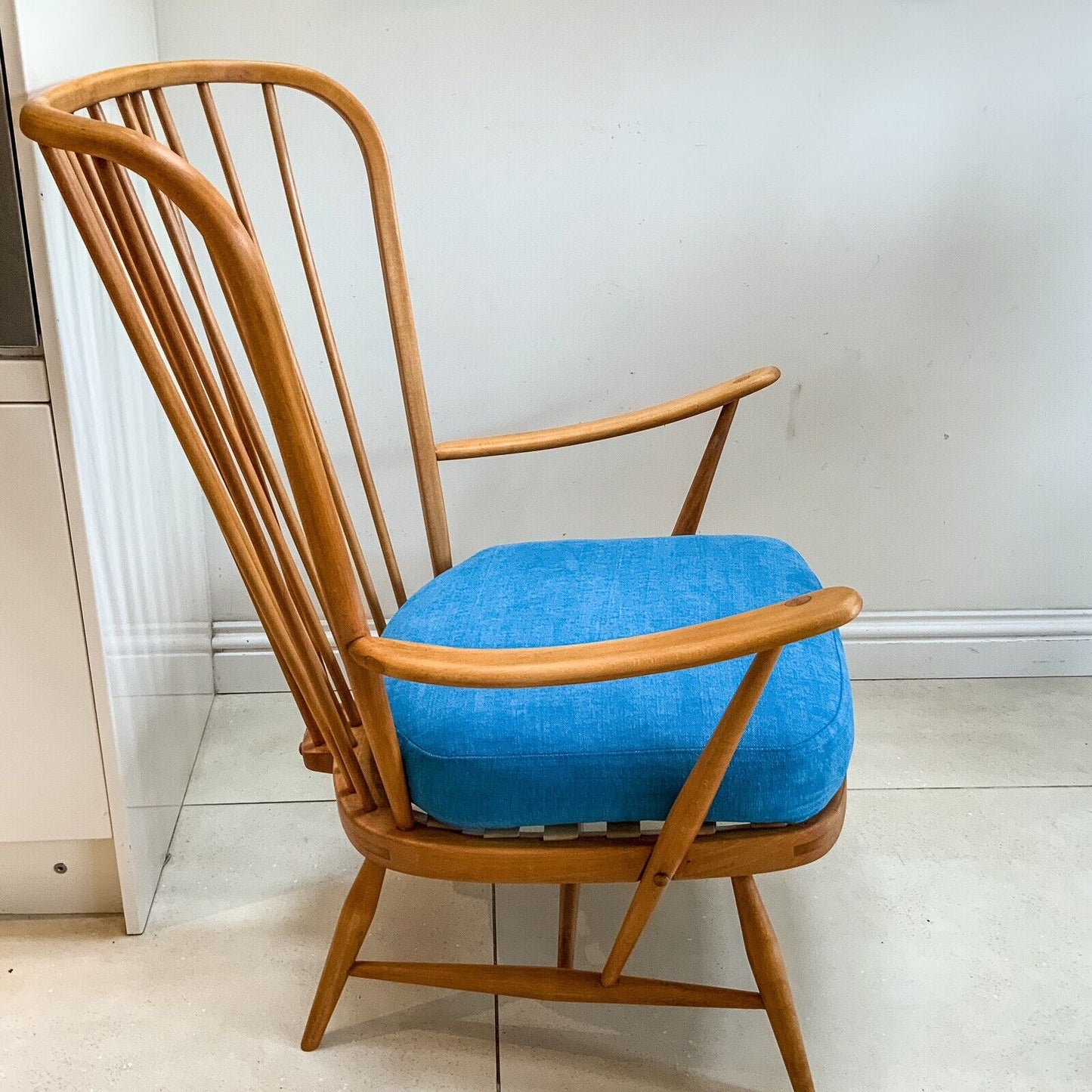 Ercol Windsor Tall Back Easy Chair Model 478 Blue Label Fully Restored