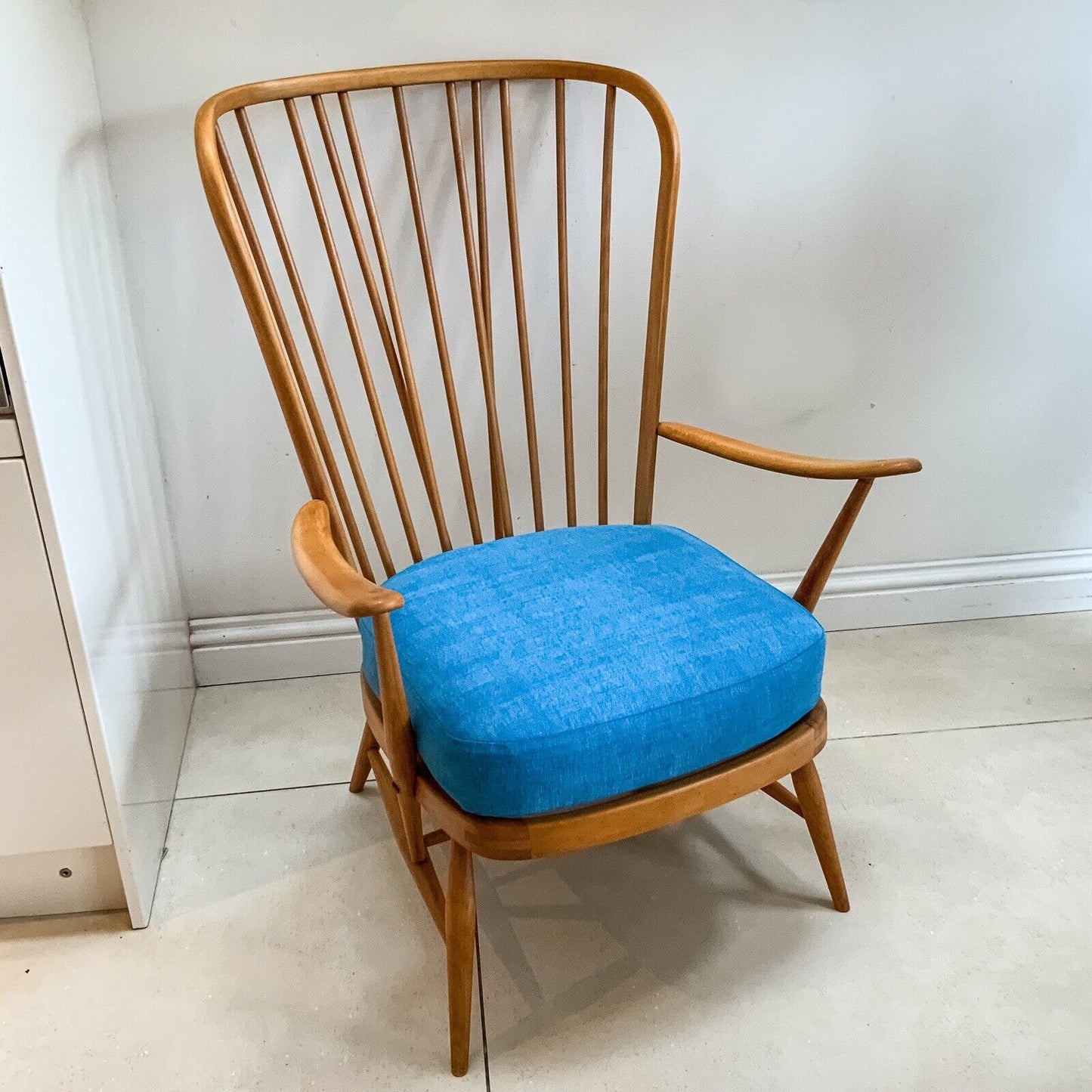 Ercol Windsor Tall Back Easy Chair Model 478 Blue Label Fully Restored