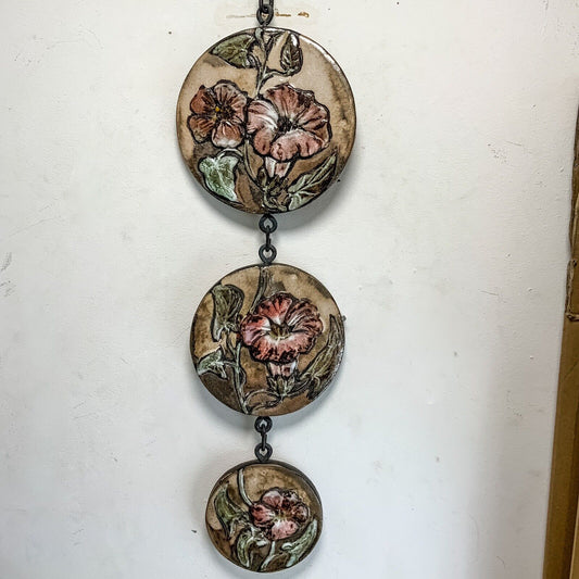 Ruscha German Pottery Hanging Wall Plaque  Flowers 70s  64 cm