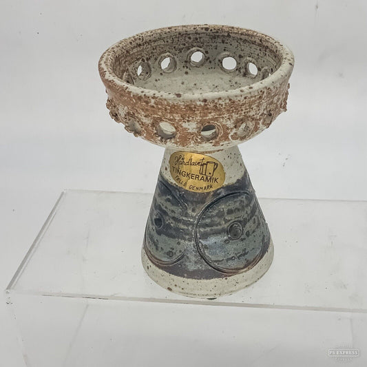 70s Danish Studio Pottery Candle Holder By Ting Keramik Folle  12cm