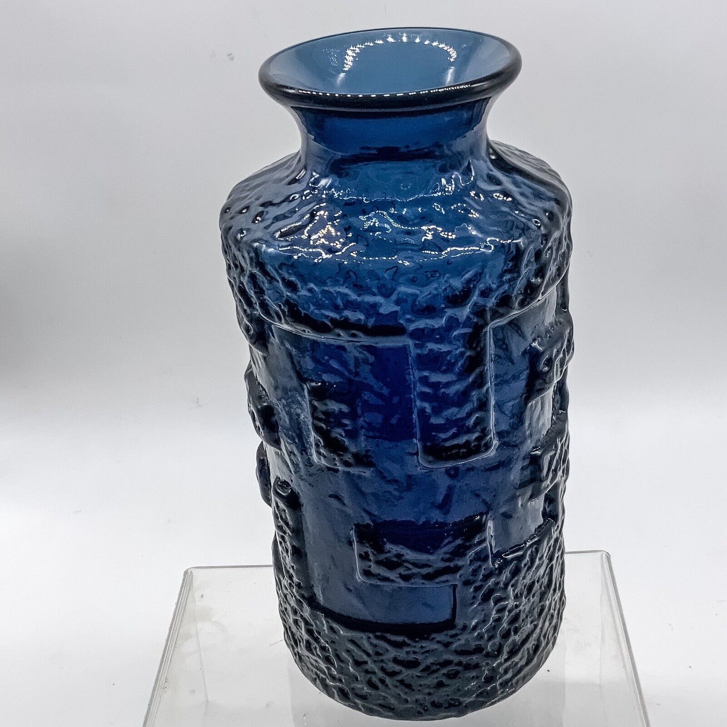 Göte Augustsson for Ruda Sweden Blue Blown Art Glass Vase. 60s 24cm